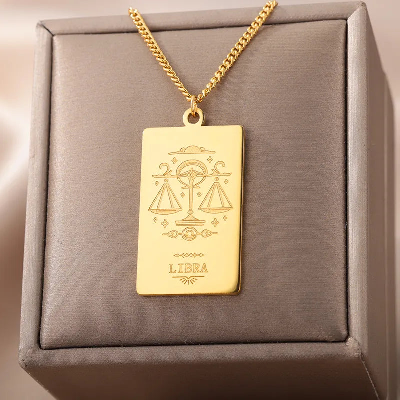 Stainless Steel Zodiac Tarot Necklace