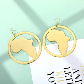 African Map Big Earrings