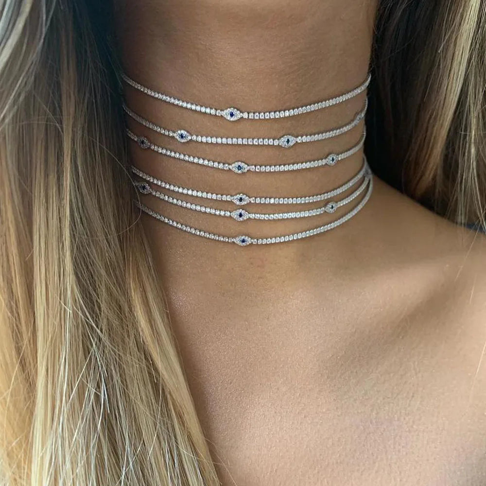 Evil Eye Tennis Choker Necklace