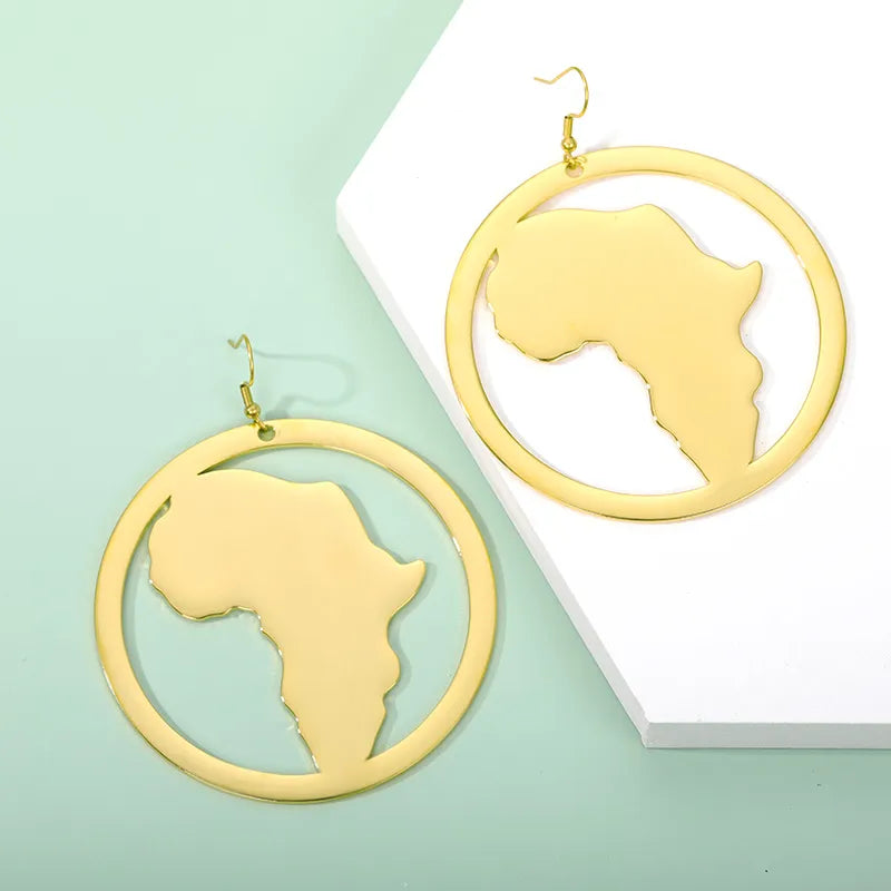 African Map Big Earrings