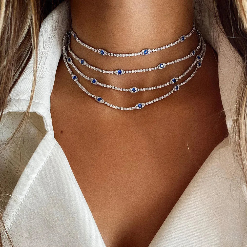 Evil Eye Tennis Choker Necklace