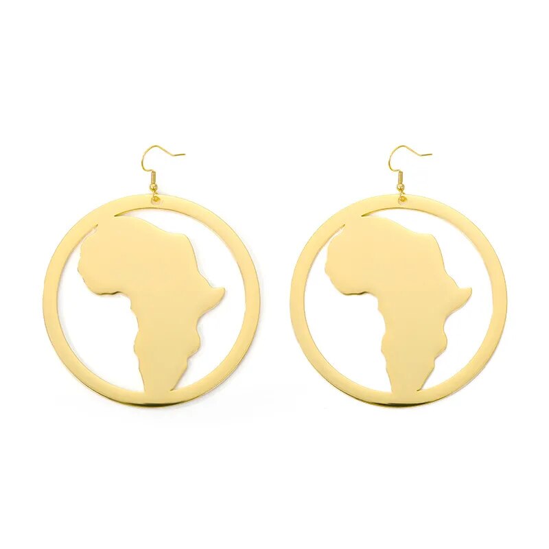 African Map Big Earrings