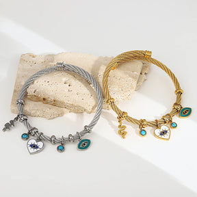 Evil Eye Charm Bangle Bracelets