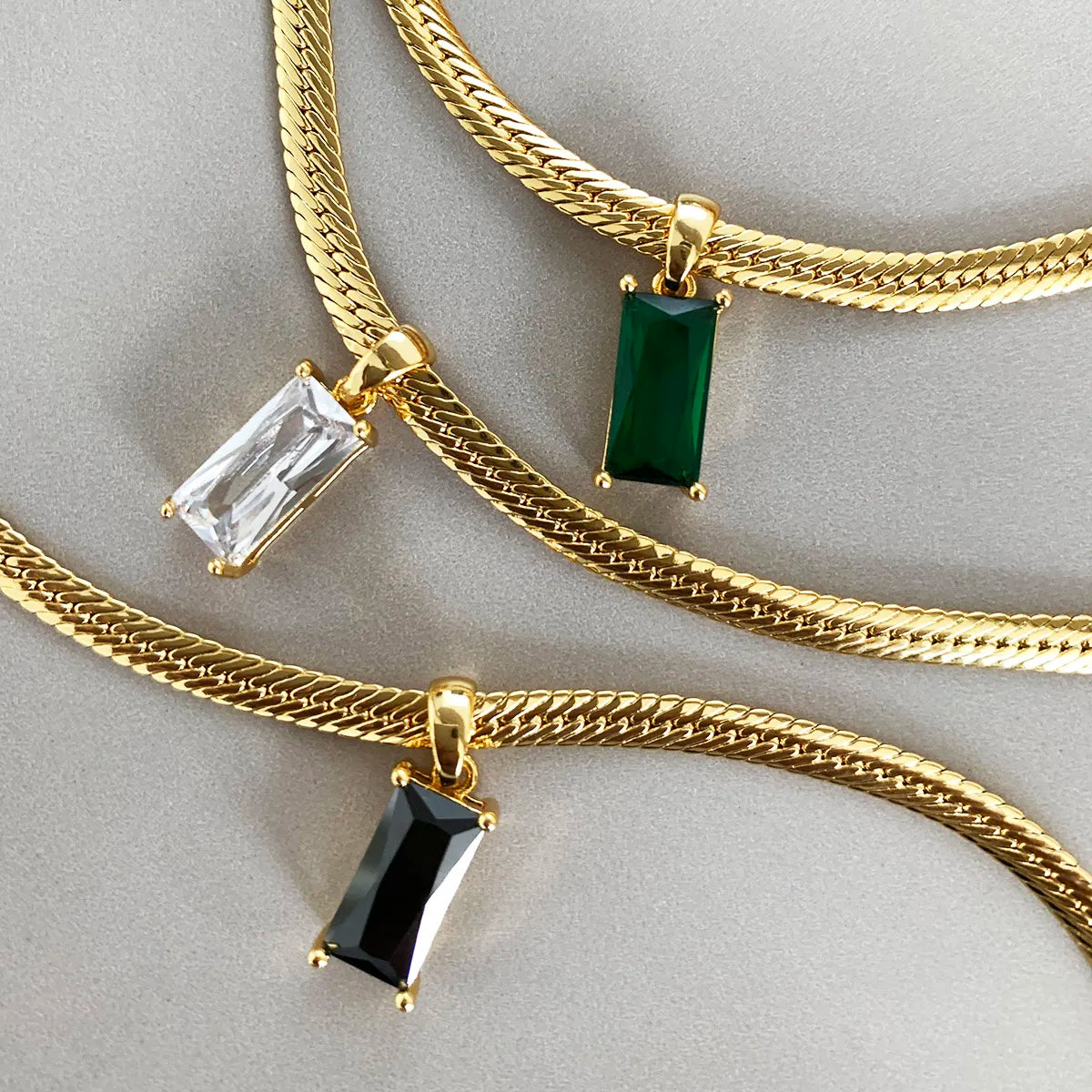 Vintage Square Crystal Pendant Necklace