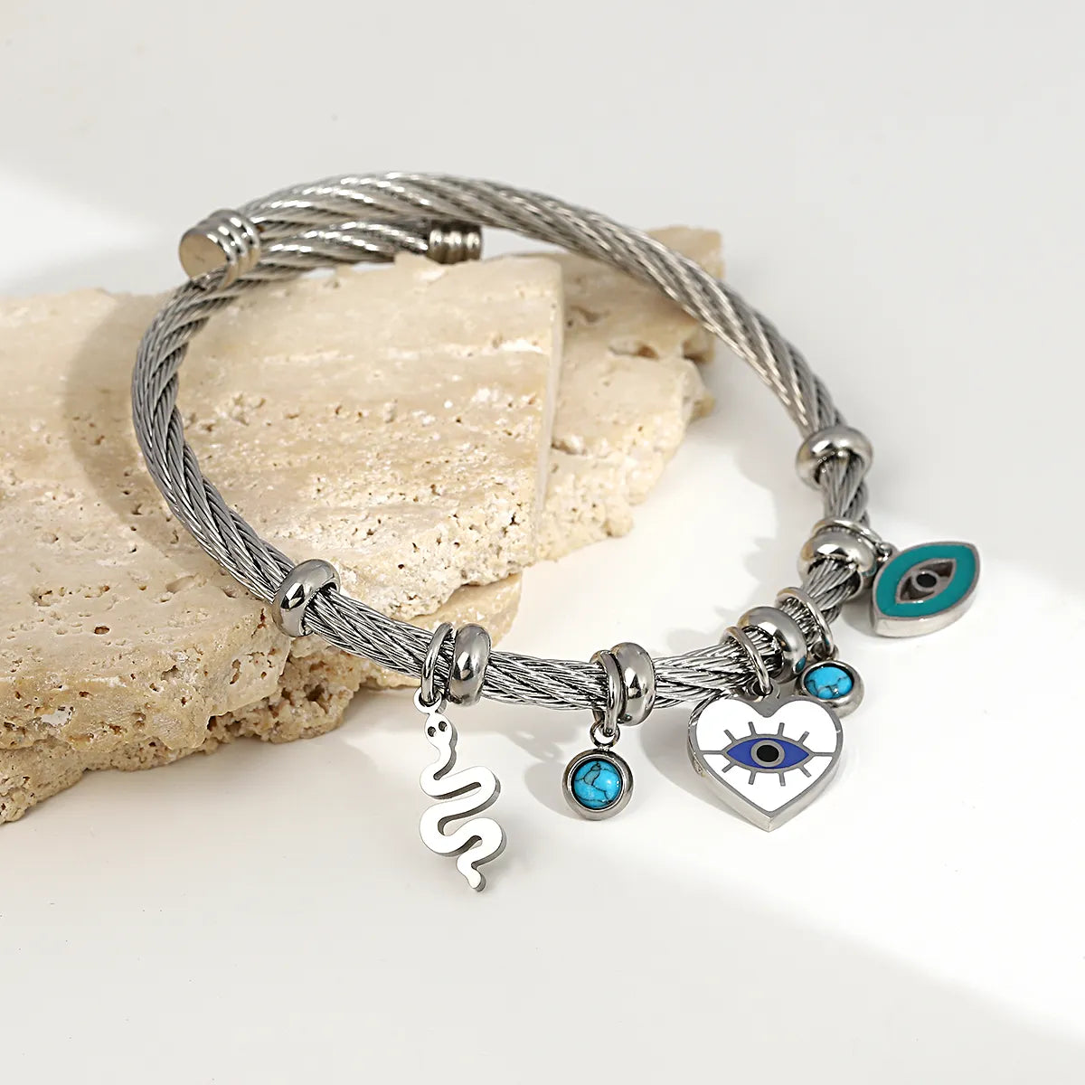 Evil Eye Charm Bangle Bracelets