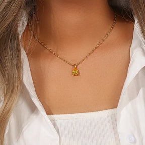 Waterdrop Birthstone Pendant Necklace with Rope Chain